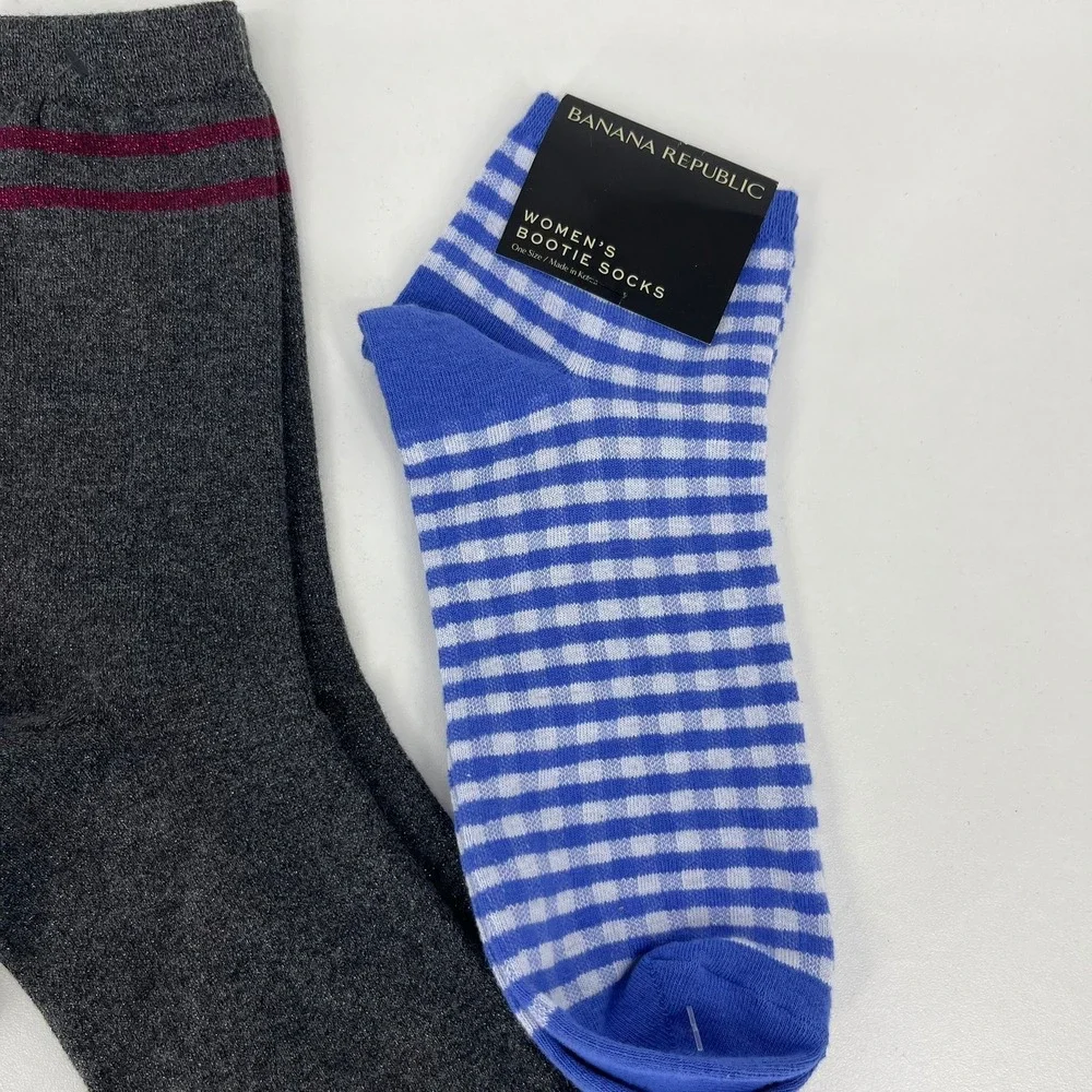 Banana Republic Womens Socks Multi Pack No Show Bootie Crew Gingham Polka Dot
